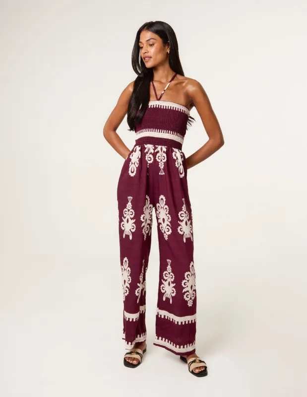 Strapless Shirred Waist Jumpsuit sold by Blue Vanilla