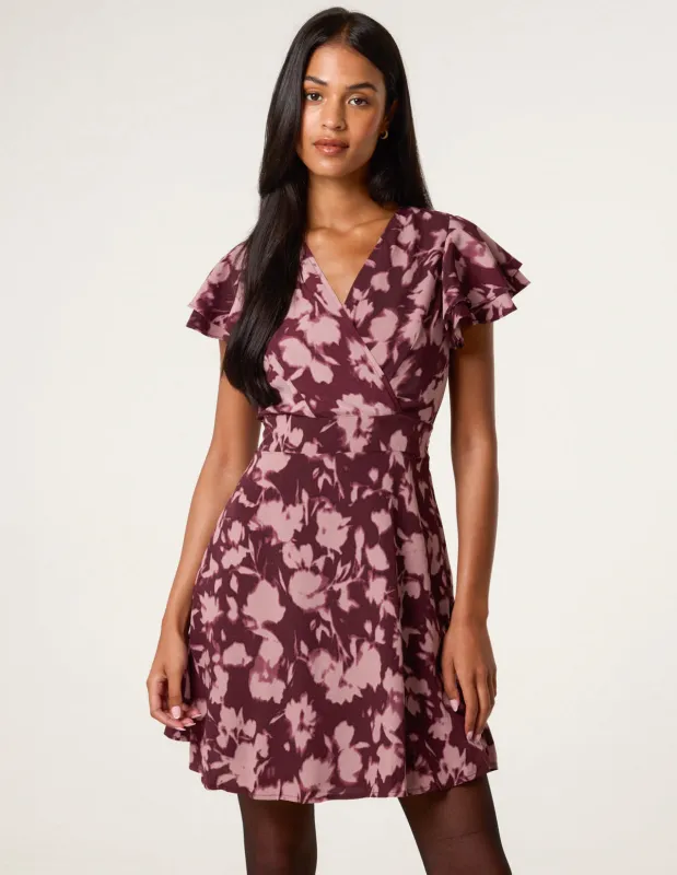 Printed Frill Sleeve Mini Dress sold by Blue Vanilla