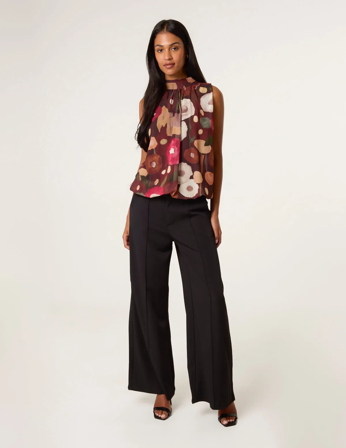 Watercolour Sleeveless High Neck Puffball Top sold by Blue Vanilla product image thumbnail 2