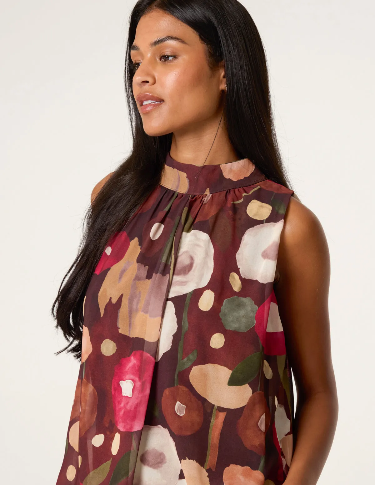 Watercolour Sleeveless High Neck Puffball Top sold by Blue Vanilla