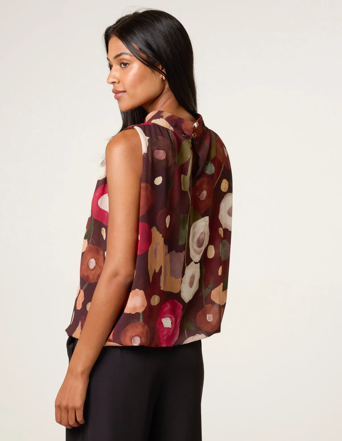 Watercolour Sleeveless High Neck Puffball Top sold by Blue Vanilla product image thumbnail 4