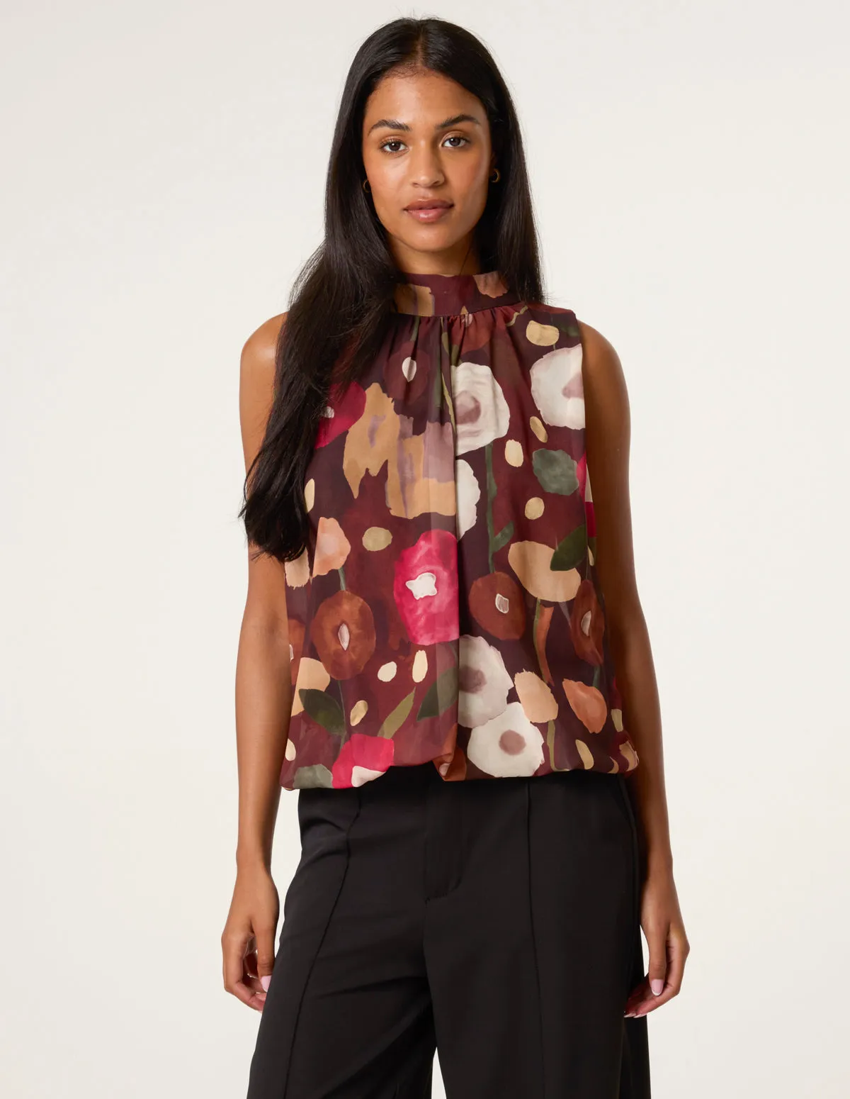 Watercolour Sleeveless High Neck Puffball Top sold by Blue Vanilla product image thumbnail 3