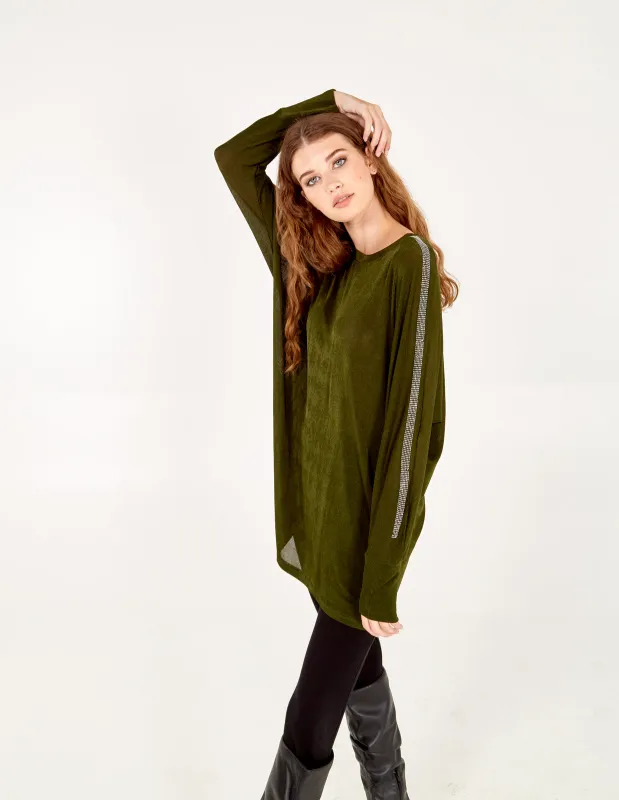 Diamante Detail Batwing Tunic Top sold by Blue Vanilla