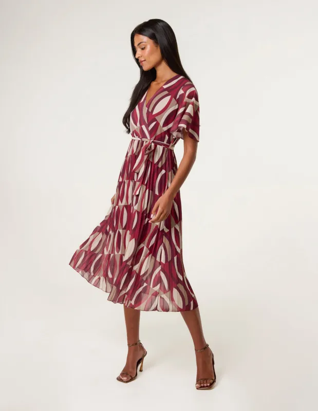 Geometric Crossover Pleated Dress With Belt sold by Blue Vanilla