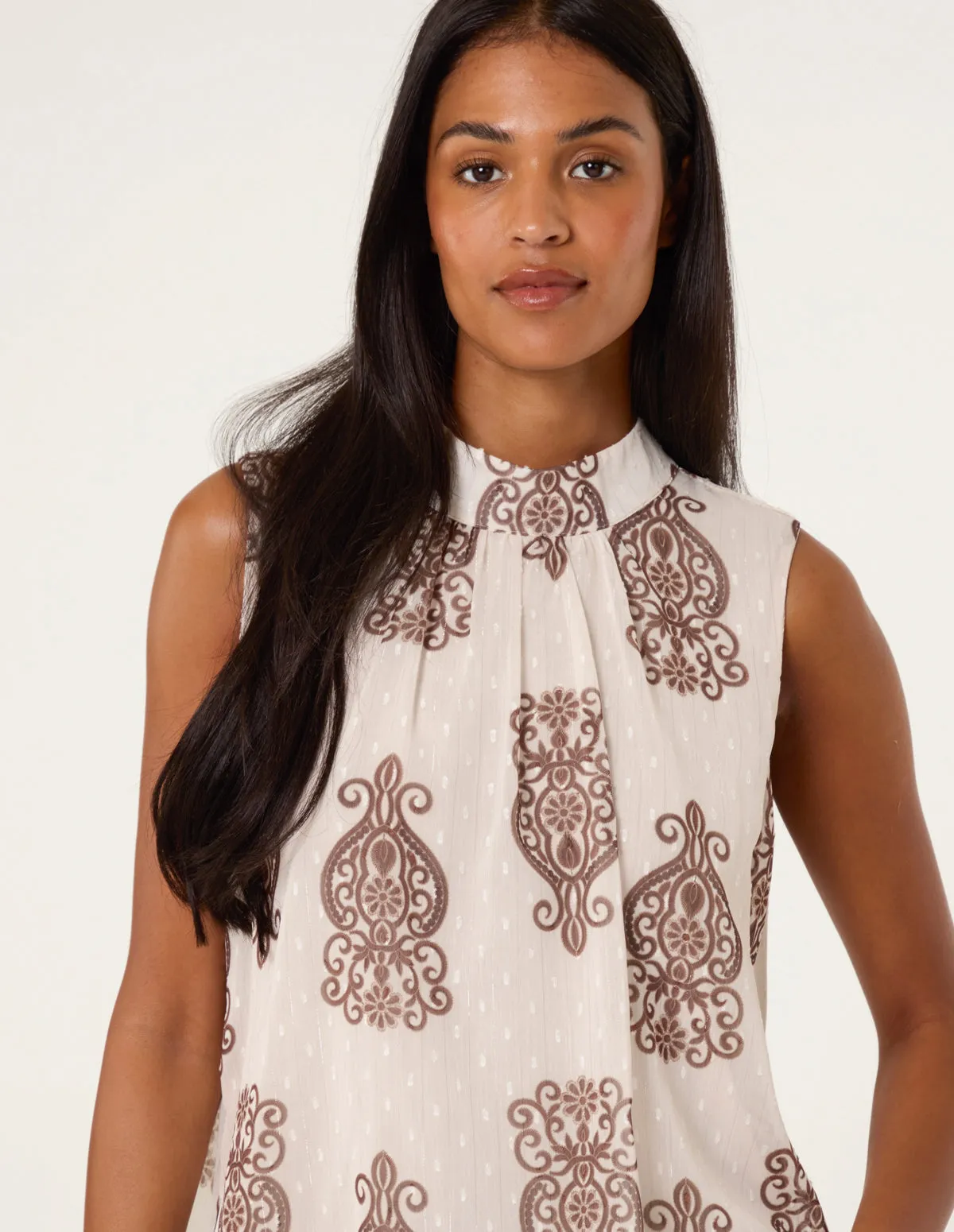 Printed Sleeveless High Neck Blouse sold by Blue Vanilla product image thumbnail 3