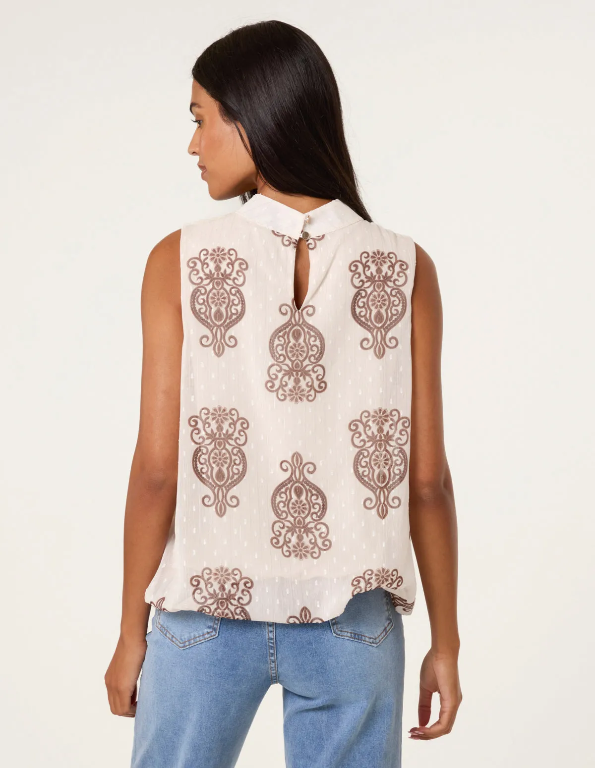 Printed Sleeveless High Neck Blouse sold by Blue Vanilla product image thumbnail 4