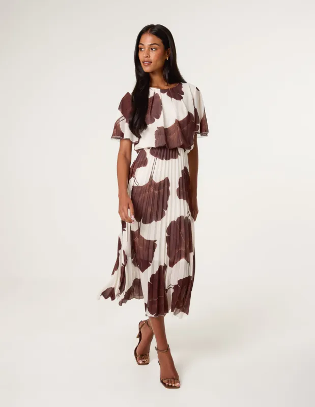 Large Floral Print Scoop Neck Pleated Dress sold by Blue Vanilla