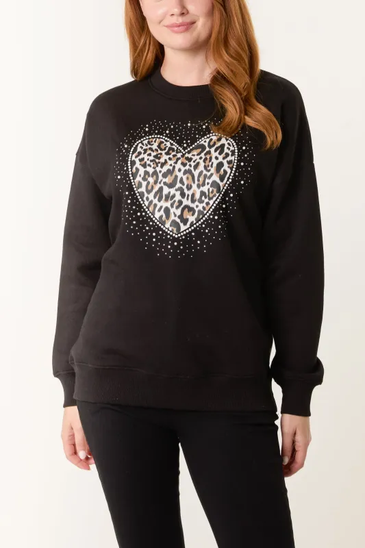 Love Heart Sweatshirt With Leopard Print sold by Blue Vanilla