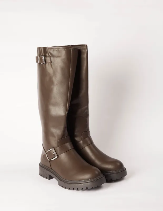 Knee High Buckle Detail Boot sold by Blue Vanilla