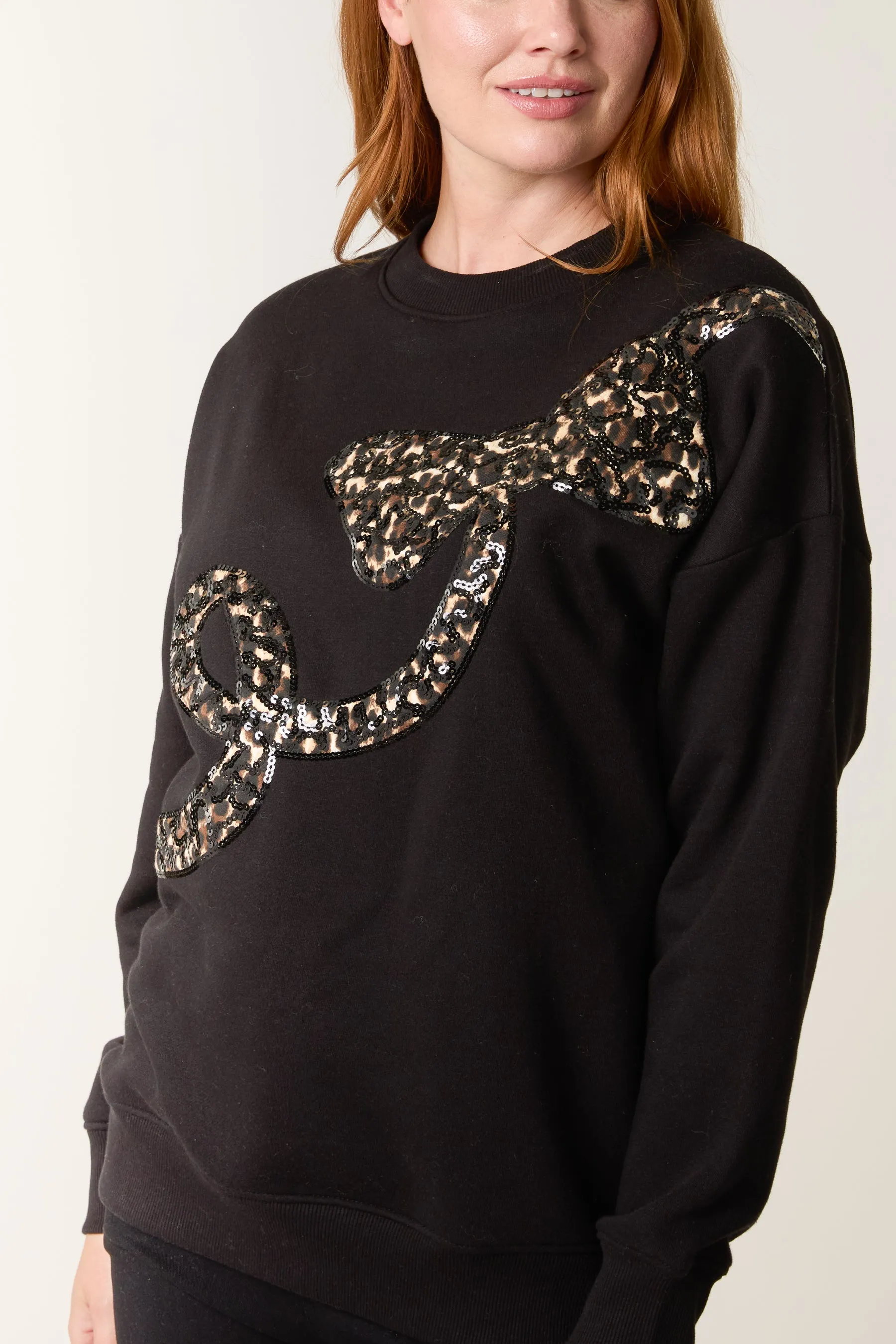 Leopard And Sequin Bow Sweatshirt sold by Blue Vanilla product image thumbnail 4