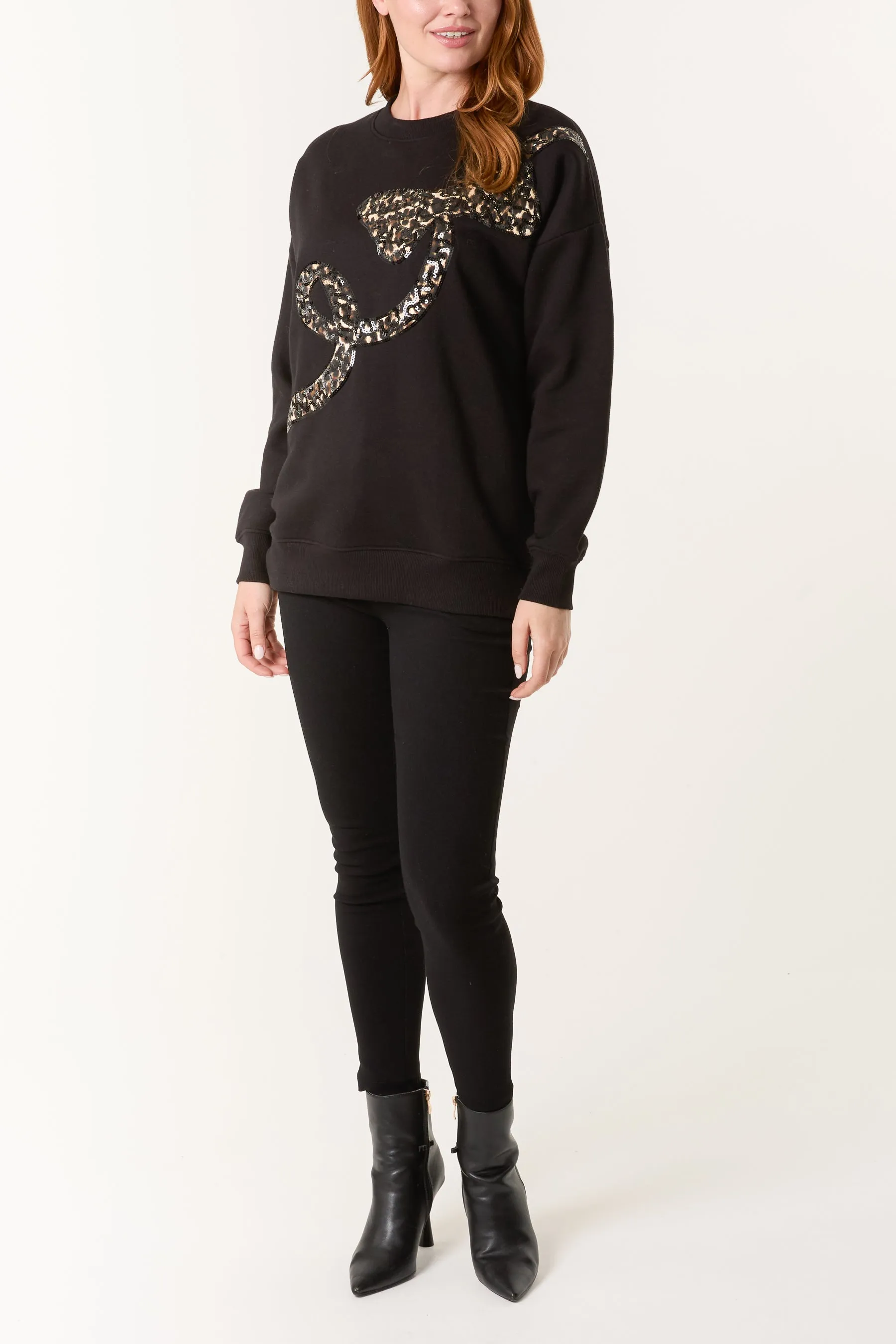 Leopard And Sequin Bow Sweatshirt sold by Blue Vanilla product image thumbnail 2