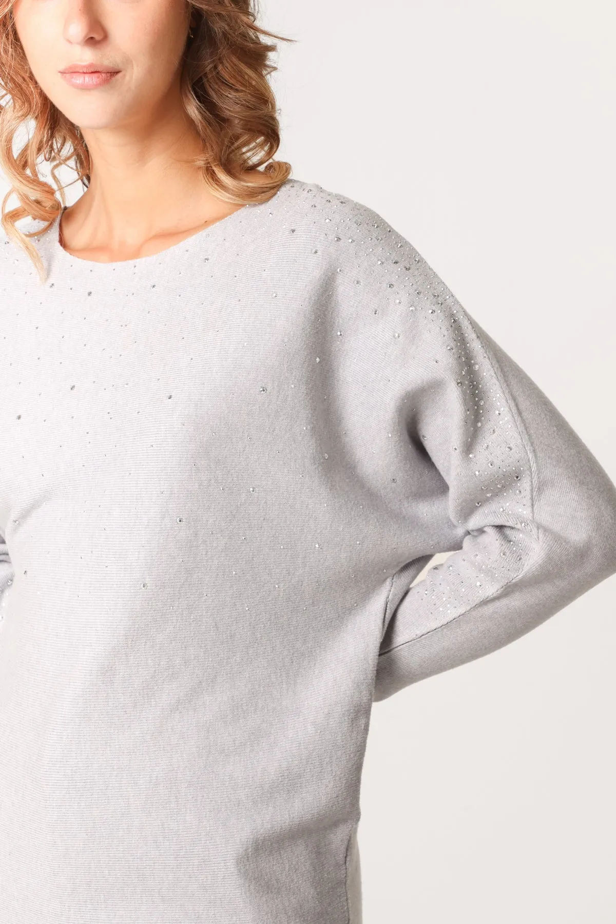 Long Sleeve Diamante Detailed Batwing Jumper sold by Blue Vanilla product image thumbnail 2