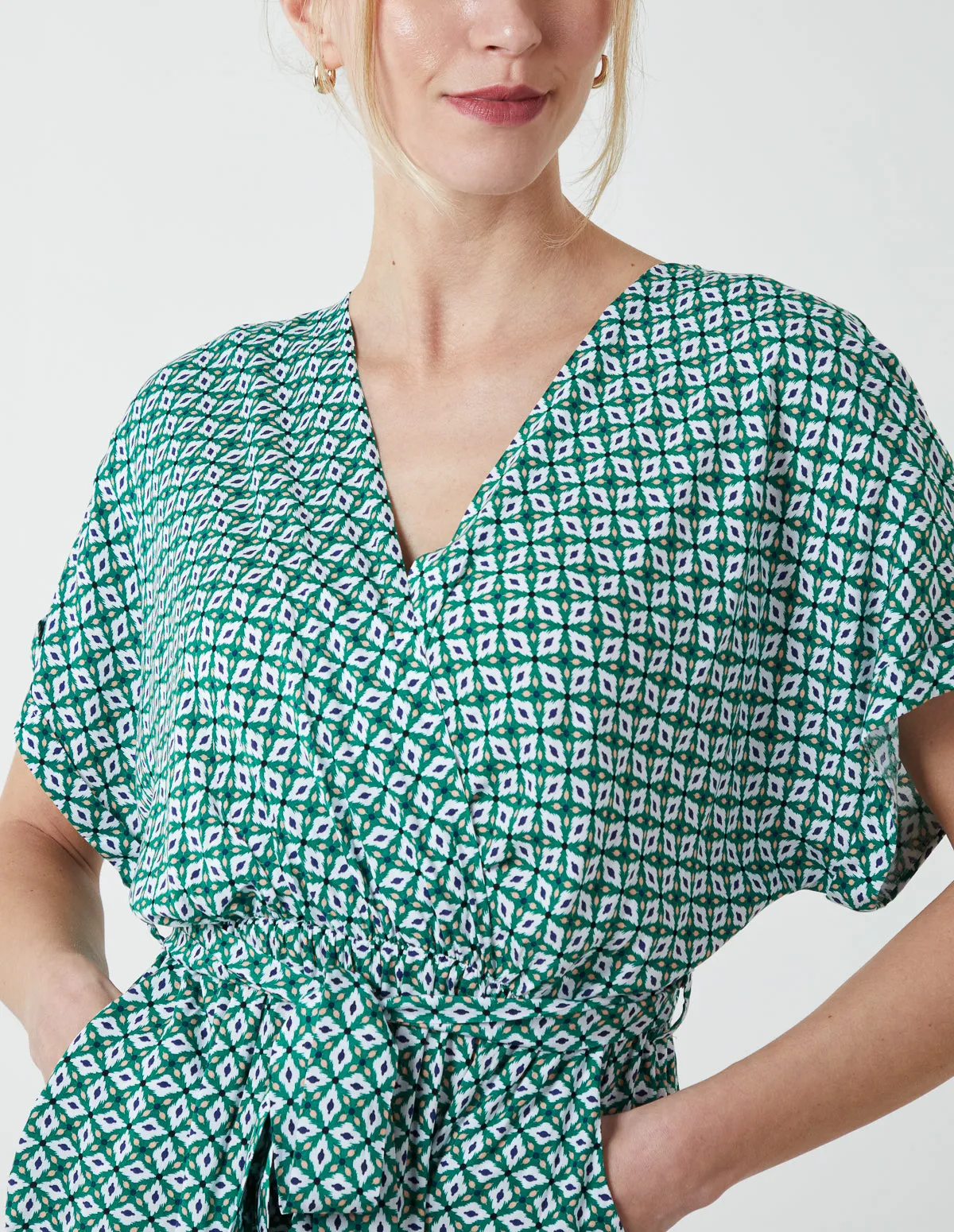 Geometric Gold Detail Cross Over Jumpsuit sold by Blue Vanilla product image thumbnail 2