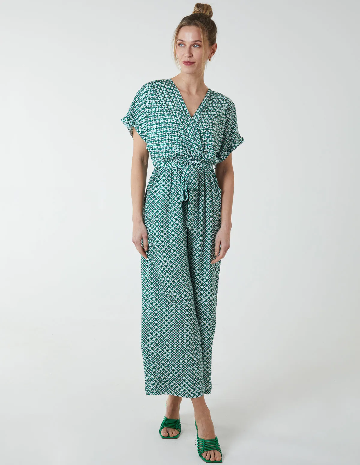 Geometric Gold Detail Cross Over Jumpsuit sold by Blue Vanilla product image thumbnail 3