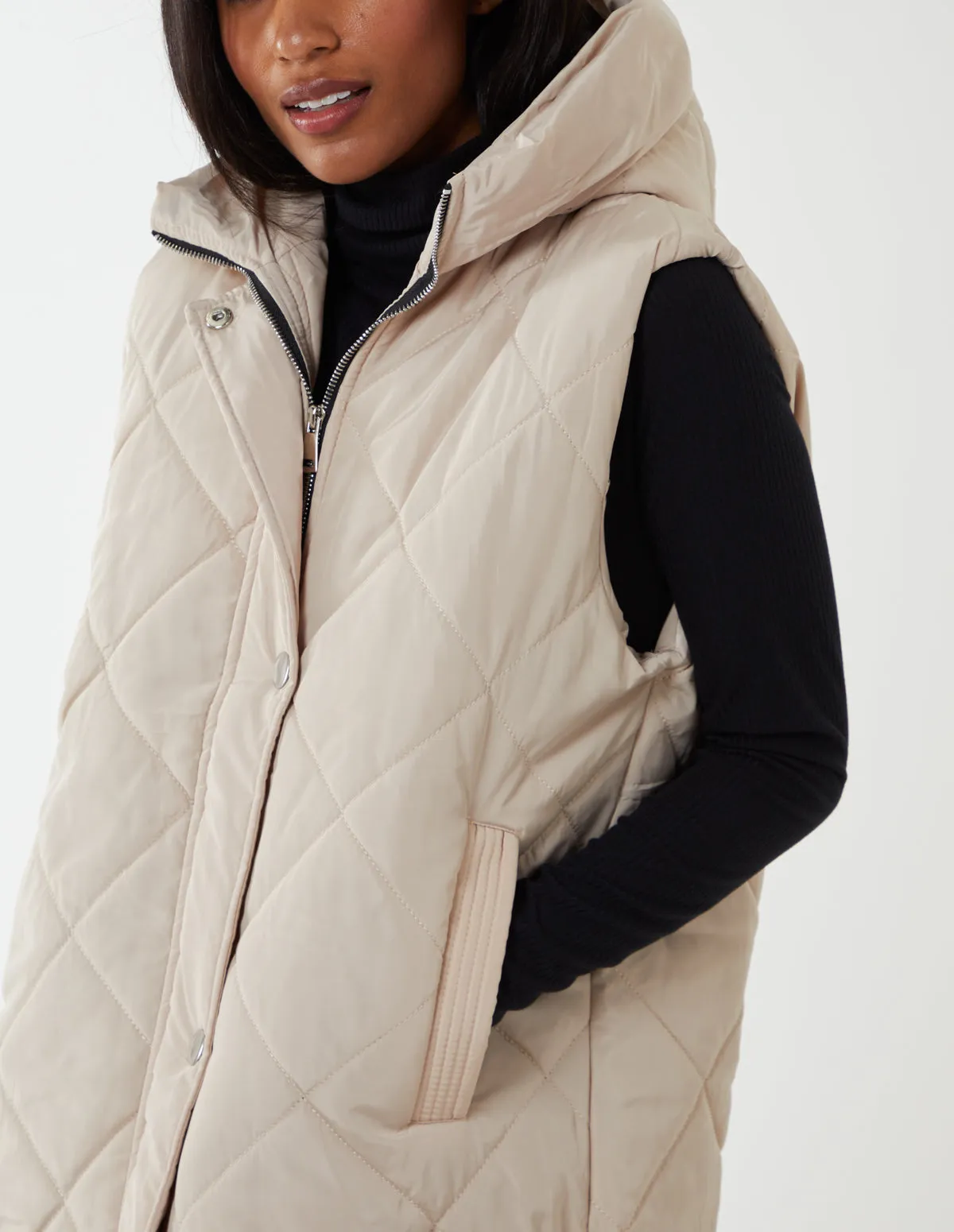 Diamond Quilted Longline Vest Gilet sold by Blue Vanilla product image thumbnail 2