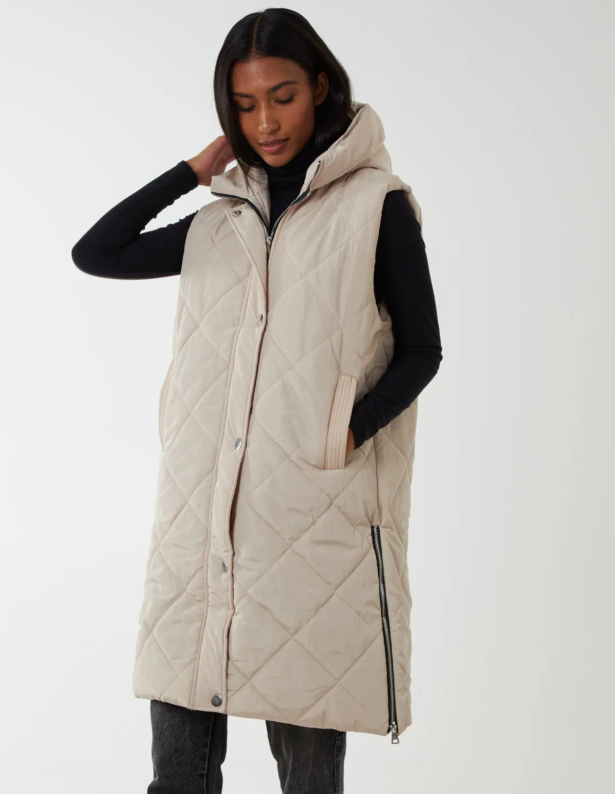 Diamond Quilted Longline Vest Gilet sold by Blue Vanilla product image thumbnail 3