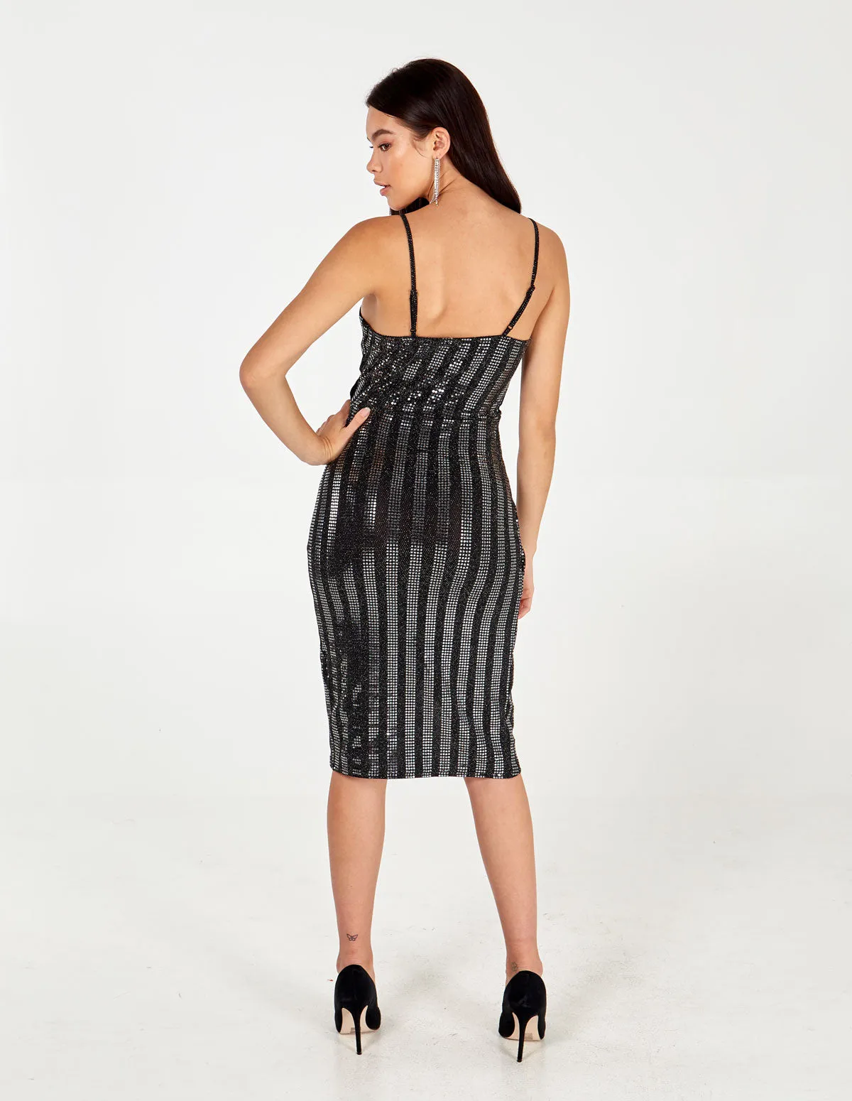 Mirror Stripes Cami Wrap Front Dress sold by Blue Vanilla product image thumbnail 5