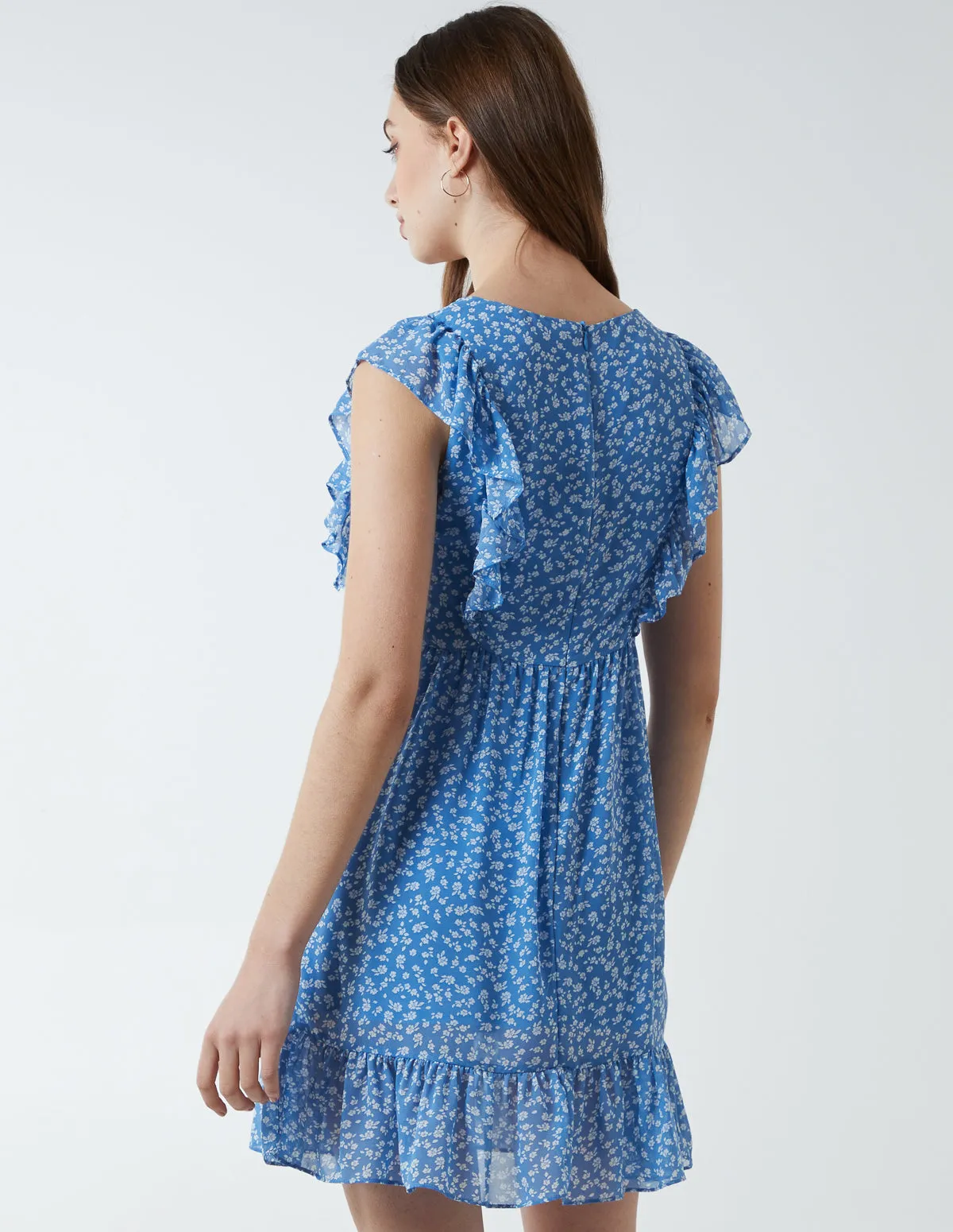 Floral Frill Detail Mini Dress sold by Blue Vanilla product image thumbnail 5