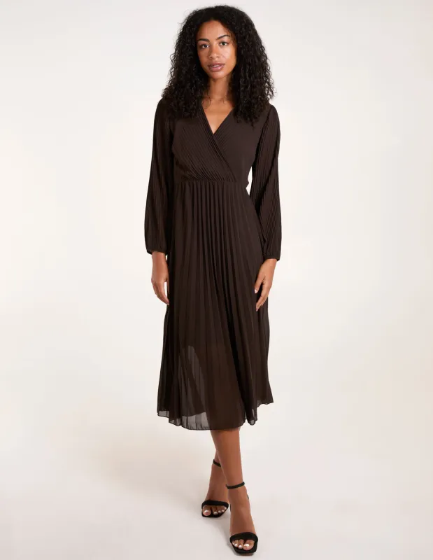 Wrap Front Pleated Midi Dress sold by Blue Vanilla