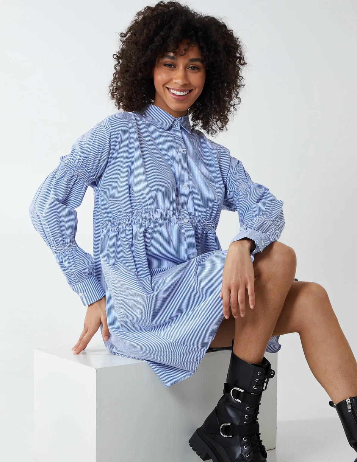 Shirred Waist Button Through Dress sold by Blue Vanilla product image thumbnail 3