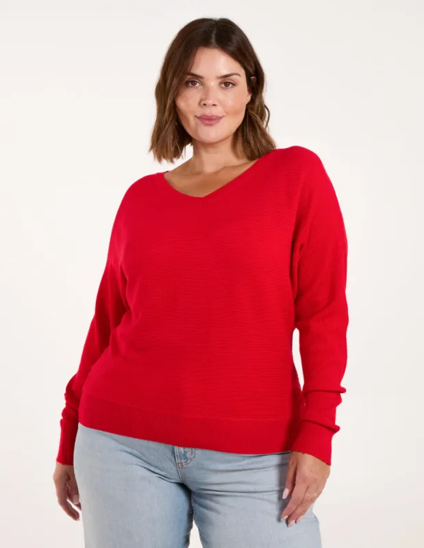 Curve Ribbed V-Neck Jumper sold by Blue Vanilla