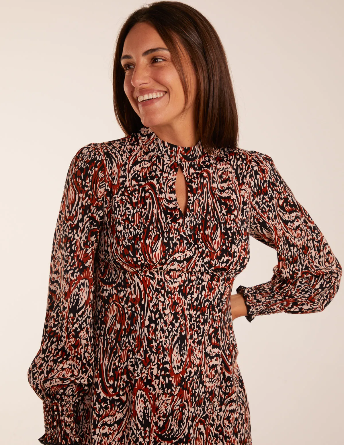 High Neck Printed Midi Dress sold by Blue Vanilla product image thumbnail 2