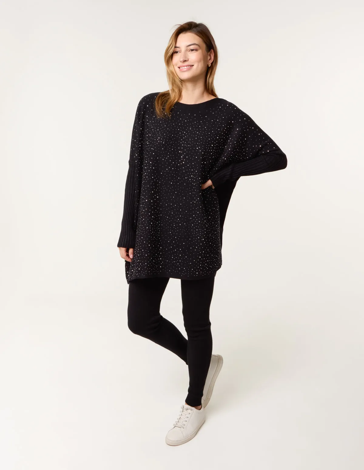 Heart Diamante Oversized Jumper sold by Blue Vanilla