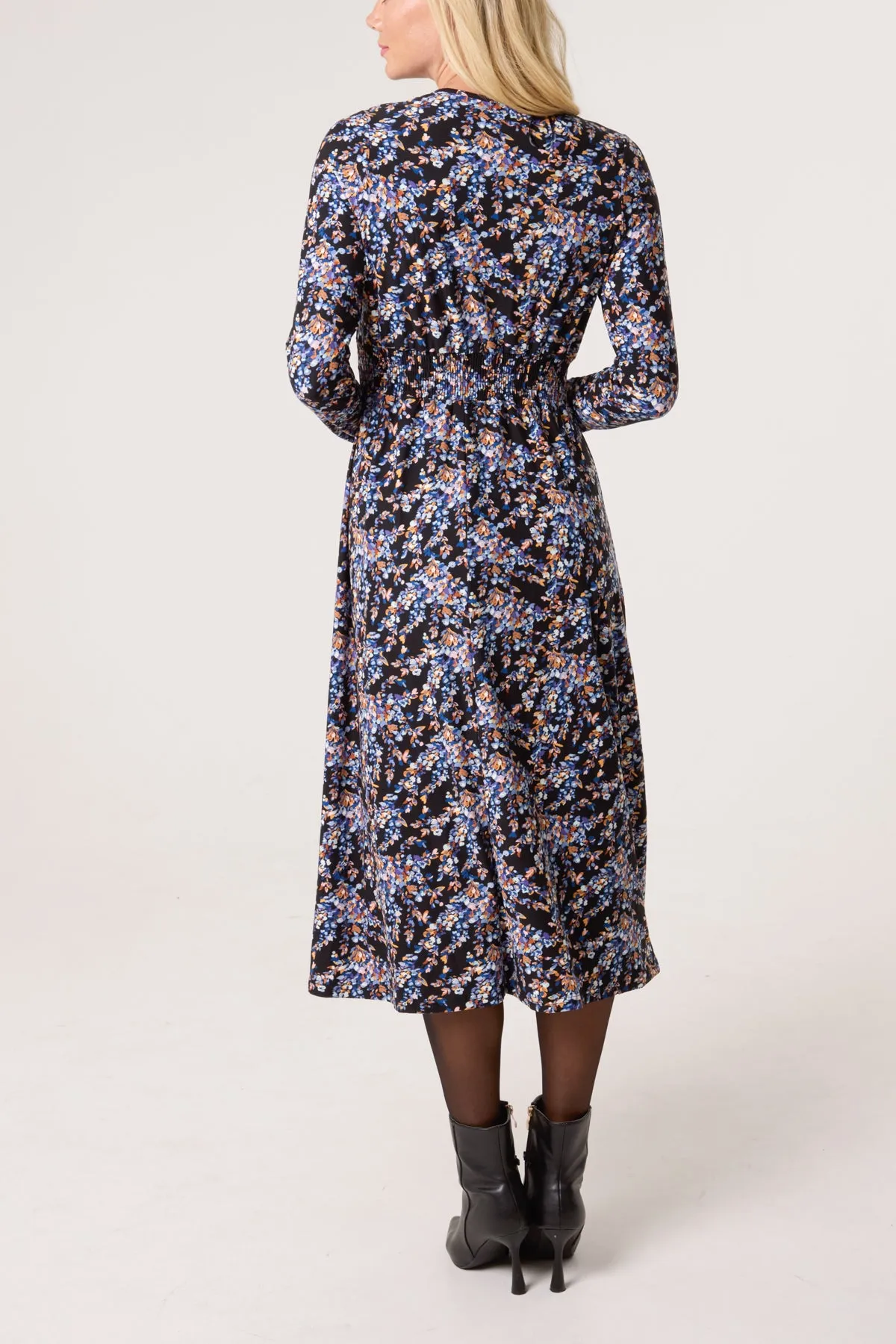 V Neck Wrap Long Sleeve Midi Dress sold by Blue Vanilla product image thumbnail 4