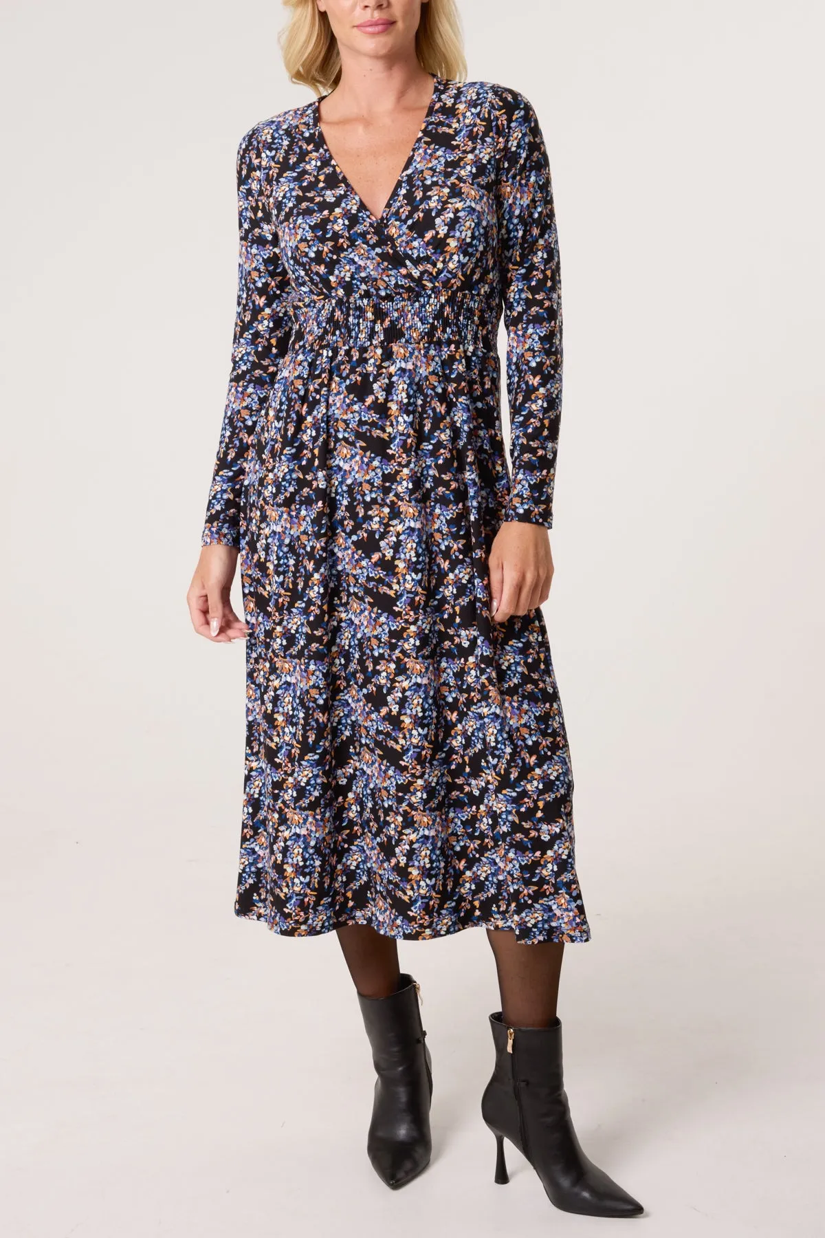 V Neck Wrap Long Sleeve Midi Dress sold by Blue Vanilla product image thumbnail 3