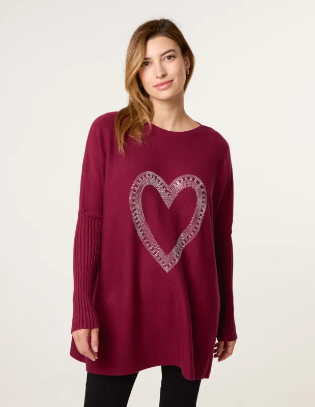Heart Diamante Oversized Jumper sold by Blue Vanilla