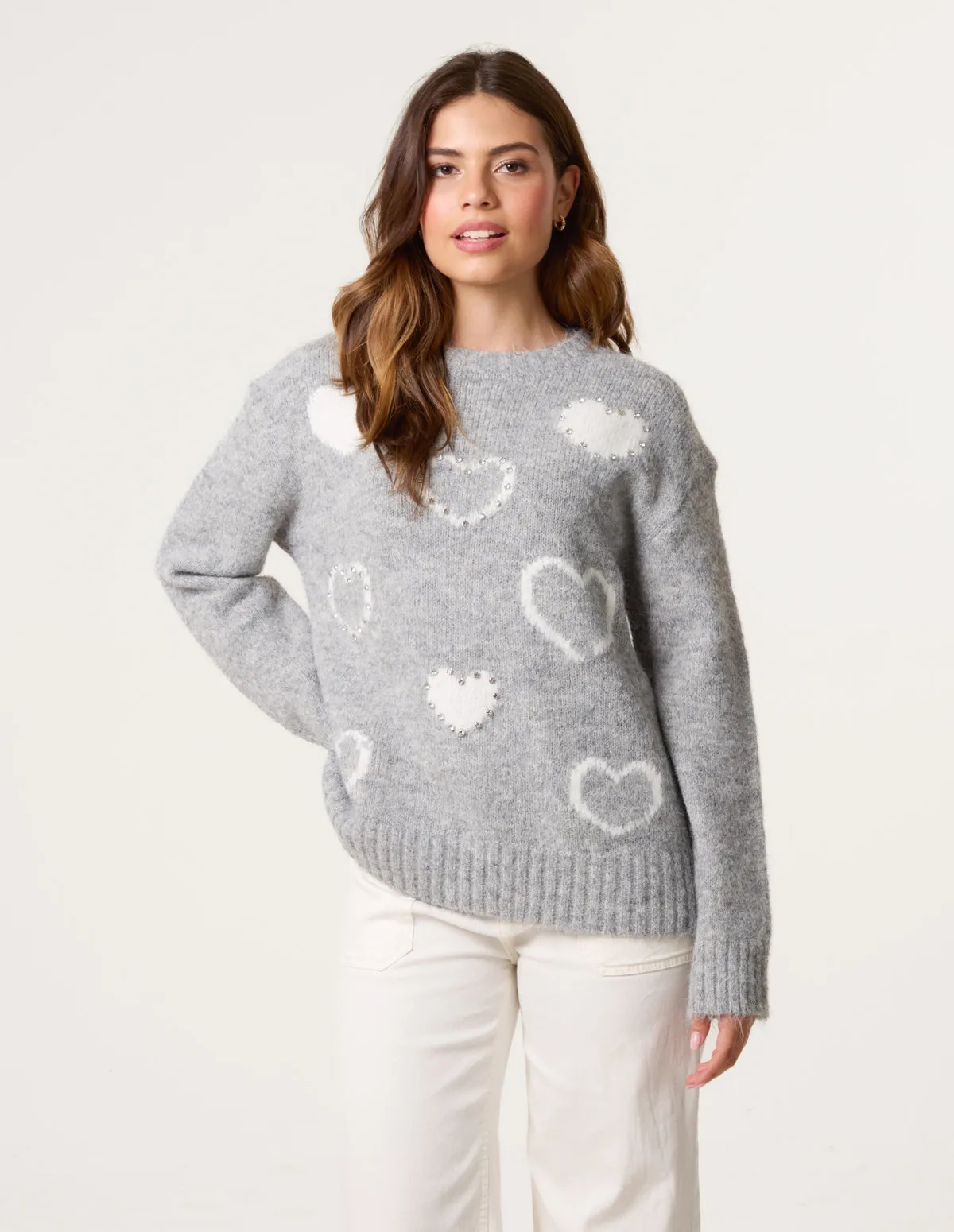 Diamante Detailed Heart Jumper sold by Blue Vanilla
