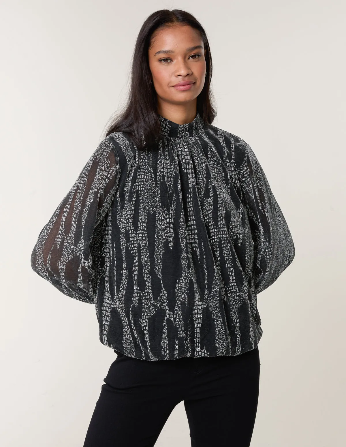 Snake High Neck Puff Ball Blouse sold by Blue Vanilla product image thumbnail 3