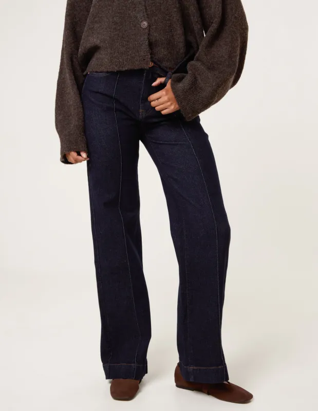 Dark Denim Wide Leg Jeans sold by Blue Vanilla