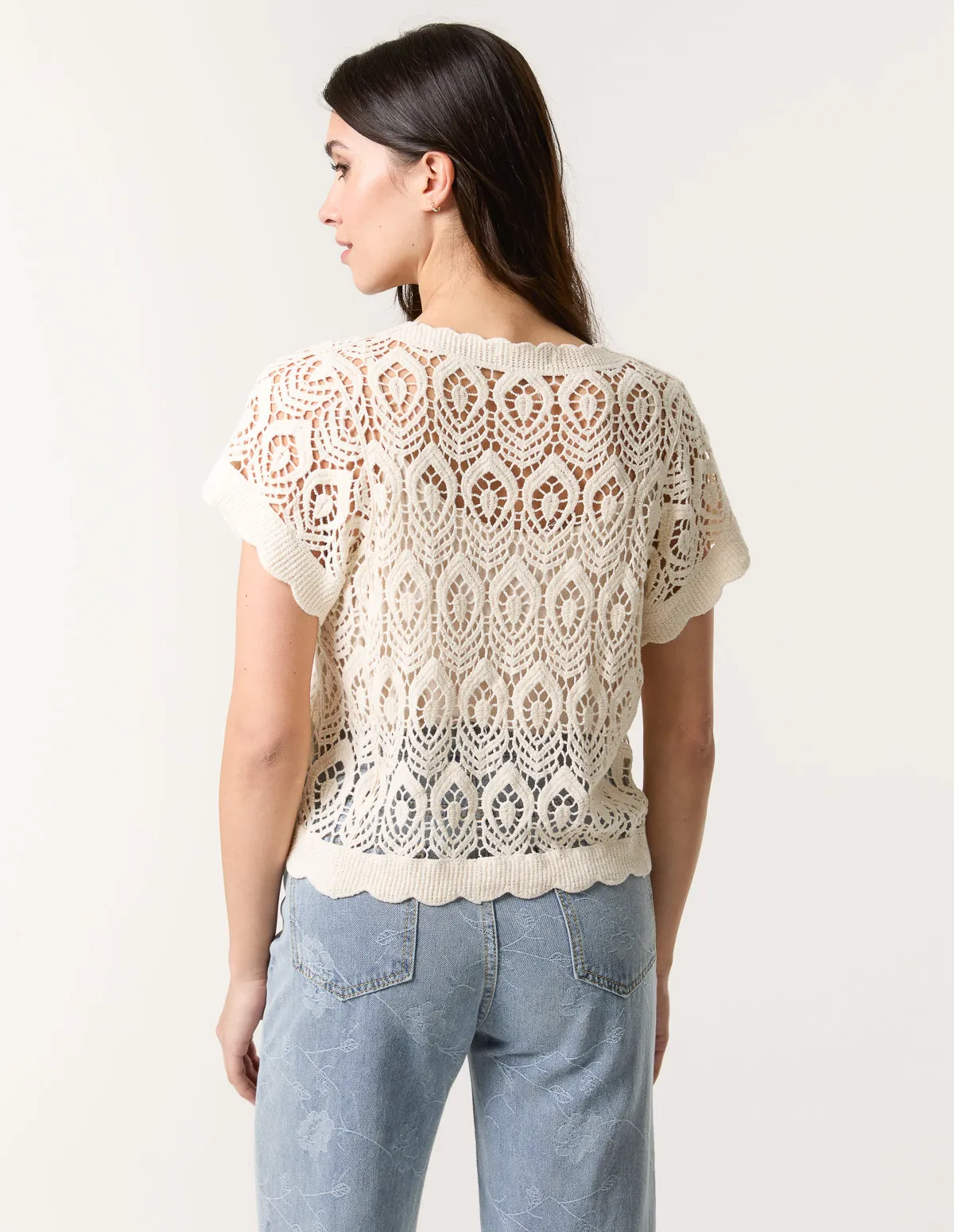 Short Sleeved Button Crochet Top sold by Blue Vanilla product image thumbnail 4