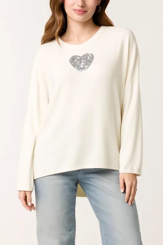 Heart Sequin Cut And Sew Top sold by Blue Vanilla