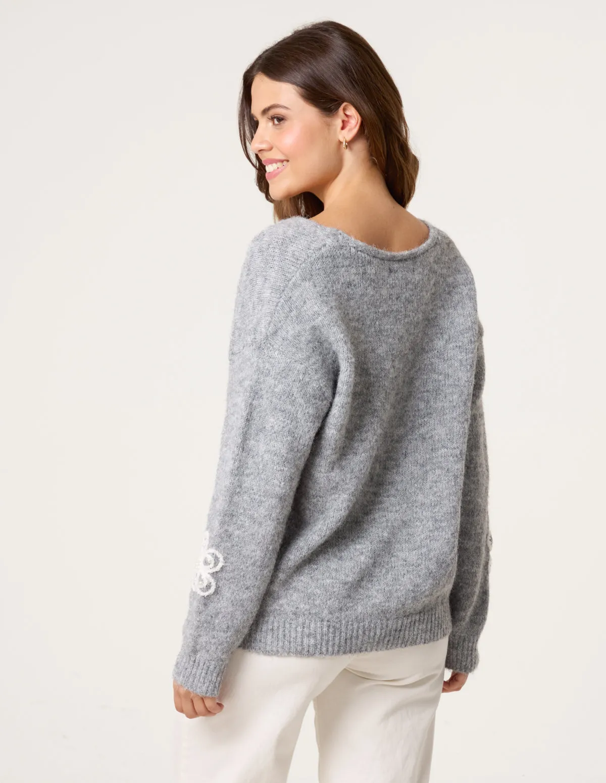 V Neck Flower And Pearl Jumper sold by Blue Vanilla product image thumbnail 4