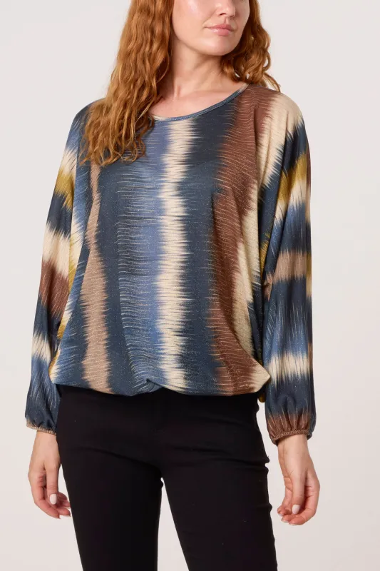 Printed Round Neck Long Sleeve Top sold by Blue Vanilla