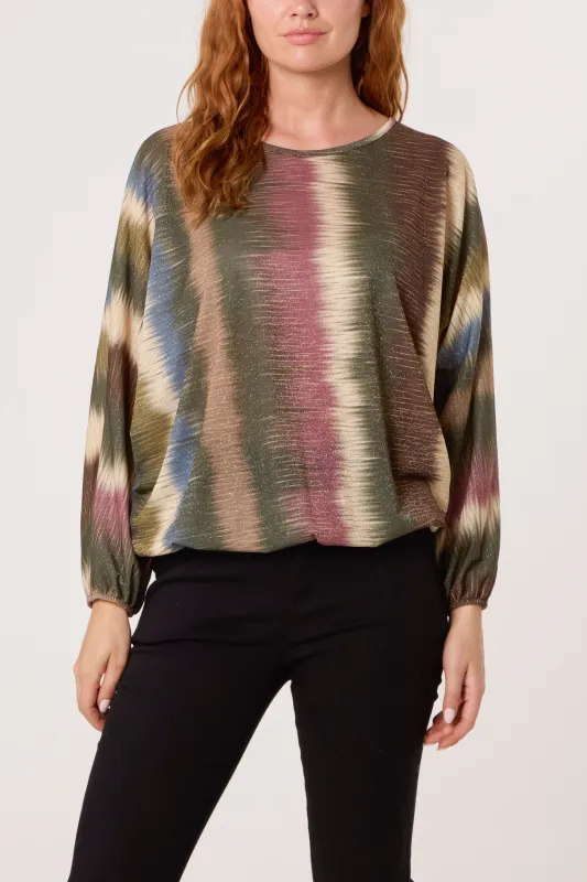 Printed Round Neck Long Sleeve Top sold by Blue Vanilla