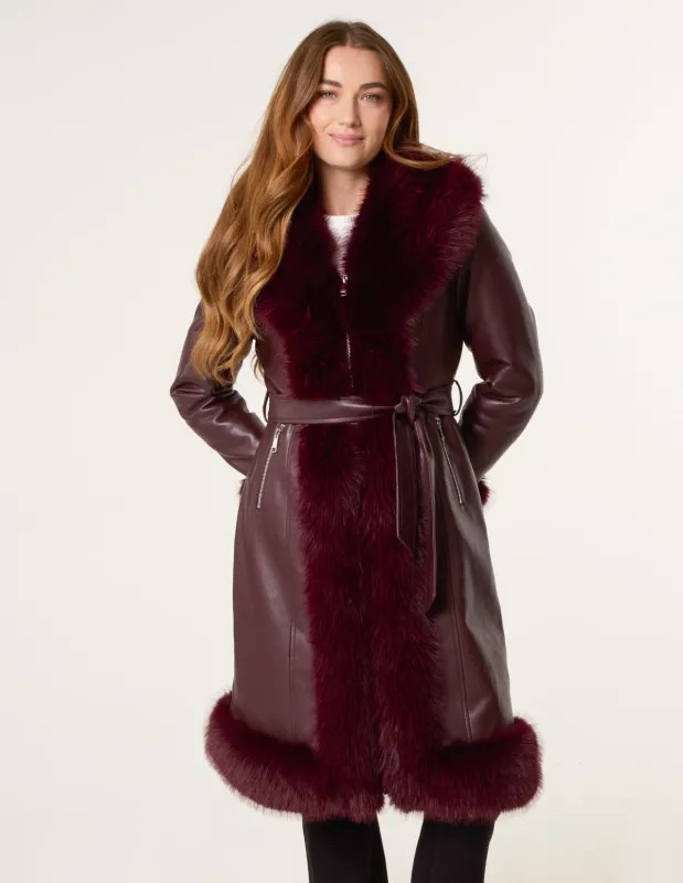 Faux Fur Trim Midi Coat sold by Blue Vanilla