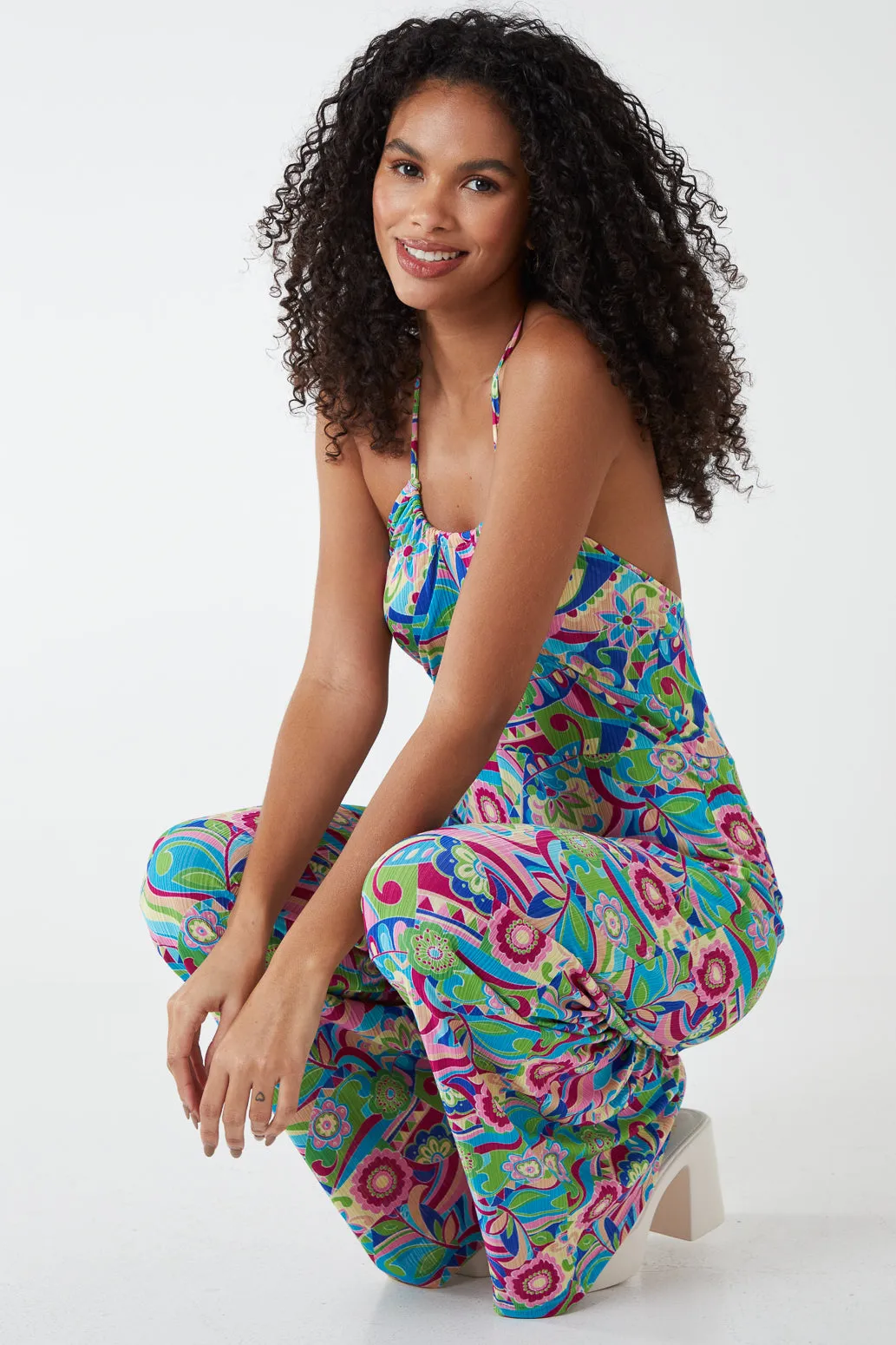 Wide Leg Tie Neck Jumpsuit sold by Blue Vanilla product image thumbnail 4