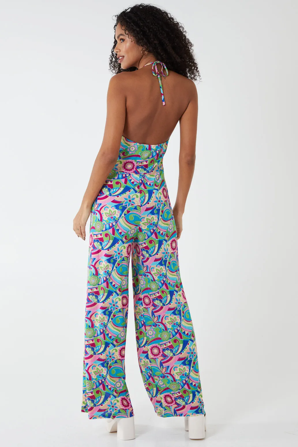 Wide Leg Tie Neck Jumpsuit sold by Blue Vanilla product image thumbnail 5