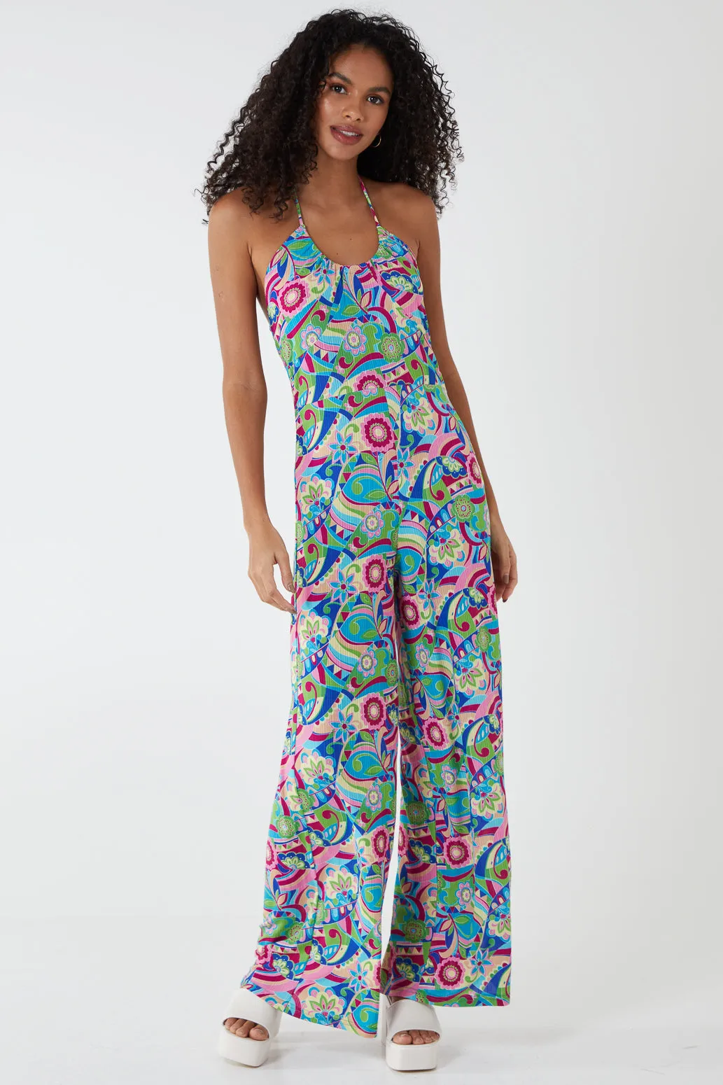 Wide Leg Tie Neck Jumpsuit sold by Blue Vanilla product image thumbnail 3