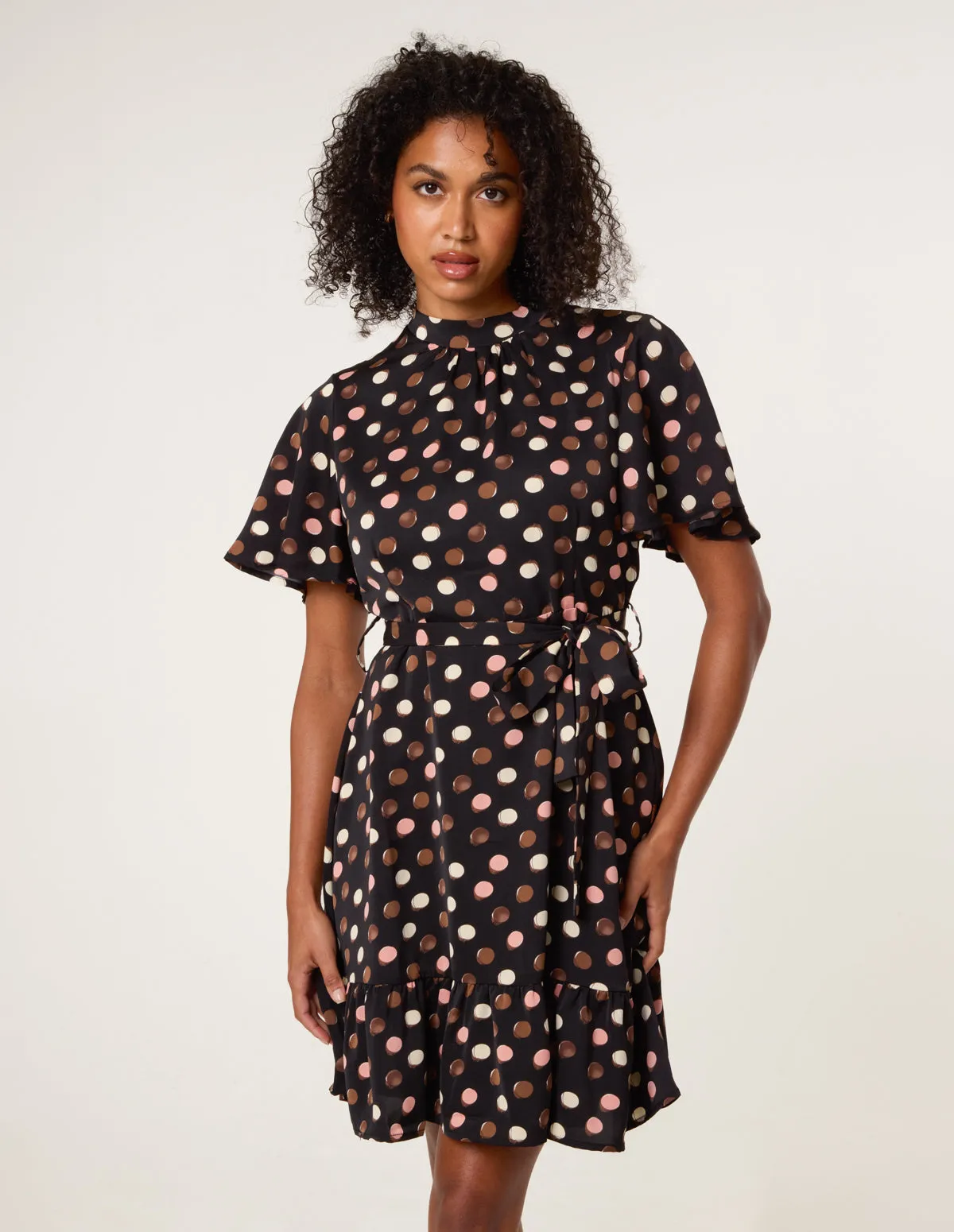 Polka Dot High Neck Flippy Dress sold by Blue Vanilla product image thumbnail 4