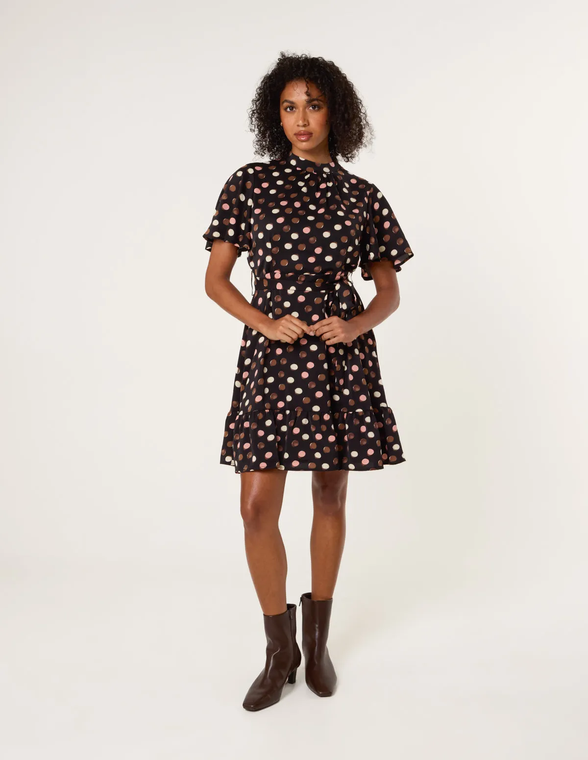 Polka Dot High Neck Flippy Dress sold by Blue Vanilla product image thumbnail 2