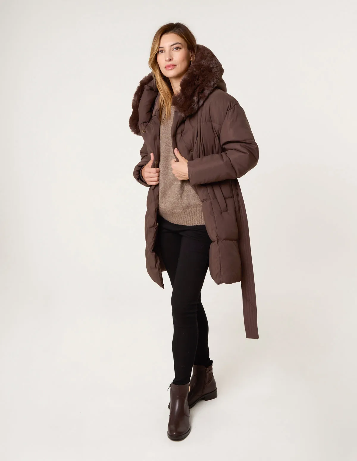 Faux Fur Hood Puffer Coat sold by Blue Vanilla product image thumbnail 4