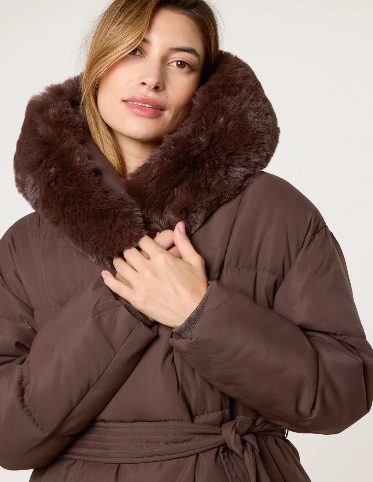 Faux Fur Hood Puffer Coat sold by Blue Vanilla product image thumbnail 3