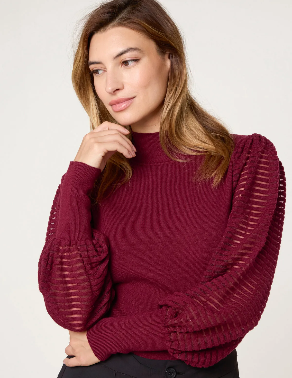 Semi-Sheer Mesh Panel Long Sleeve Jumper sold by Blue Vanilla