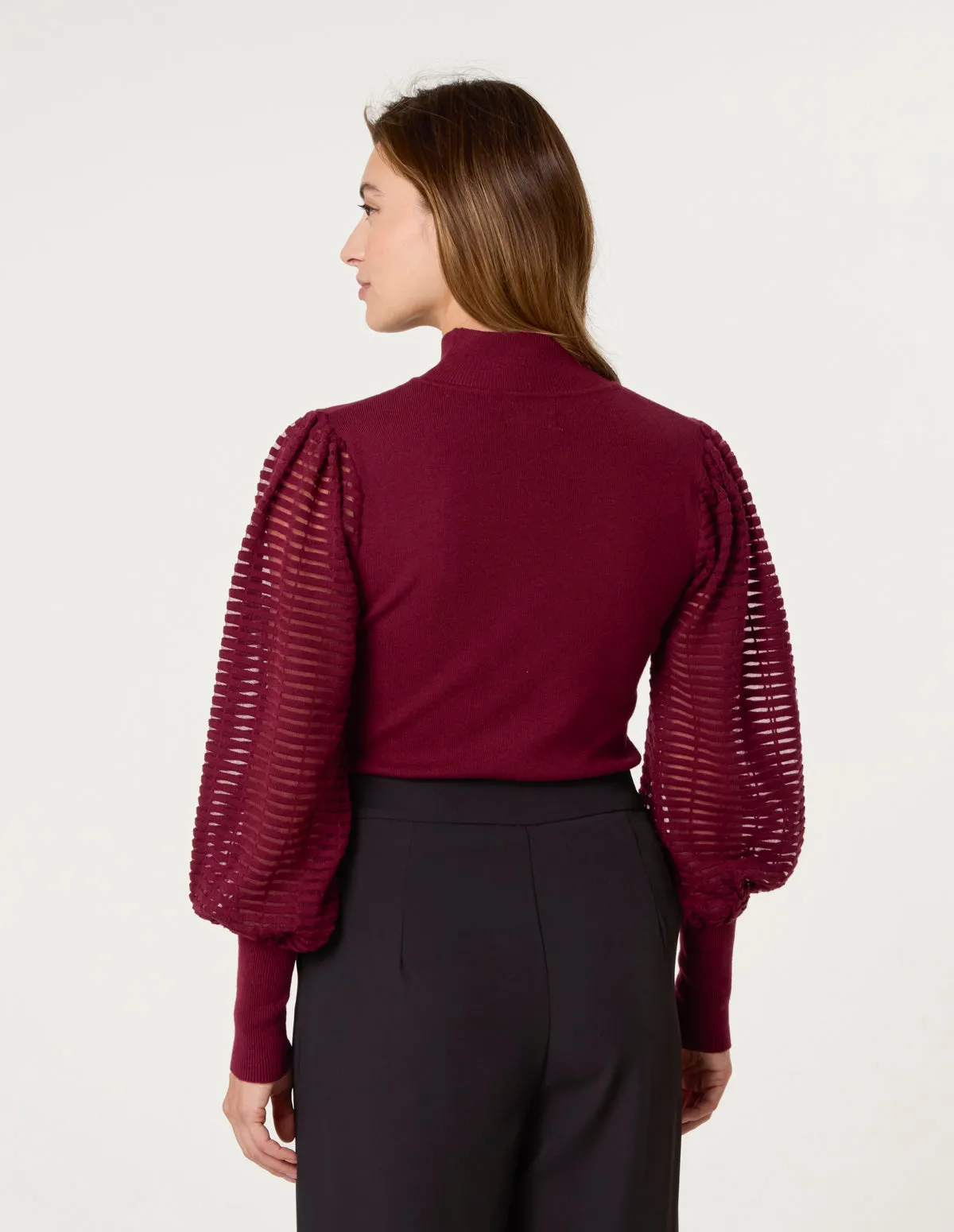 Semi-Sheer Mesh Panel Long Sleeve Jumper sold by Blue Vanilla product image thumbnail 5