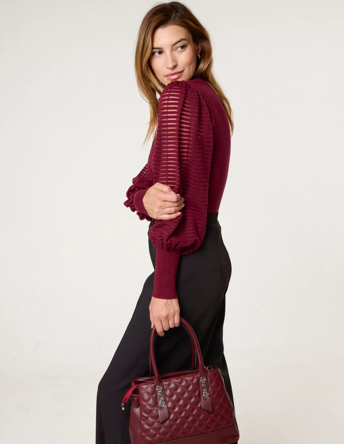 Semi-Sheer Mesh Panel Long Sleeve Jumper sold by Blue Vanilla product image thumbnail 2