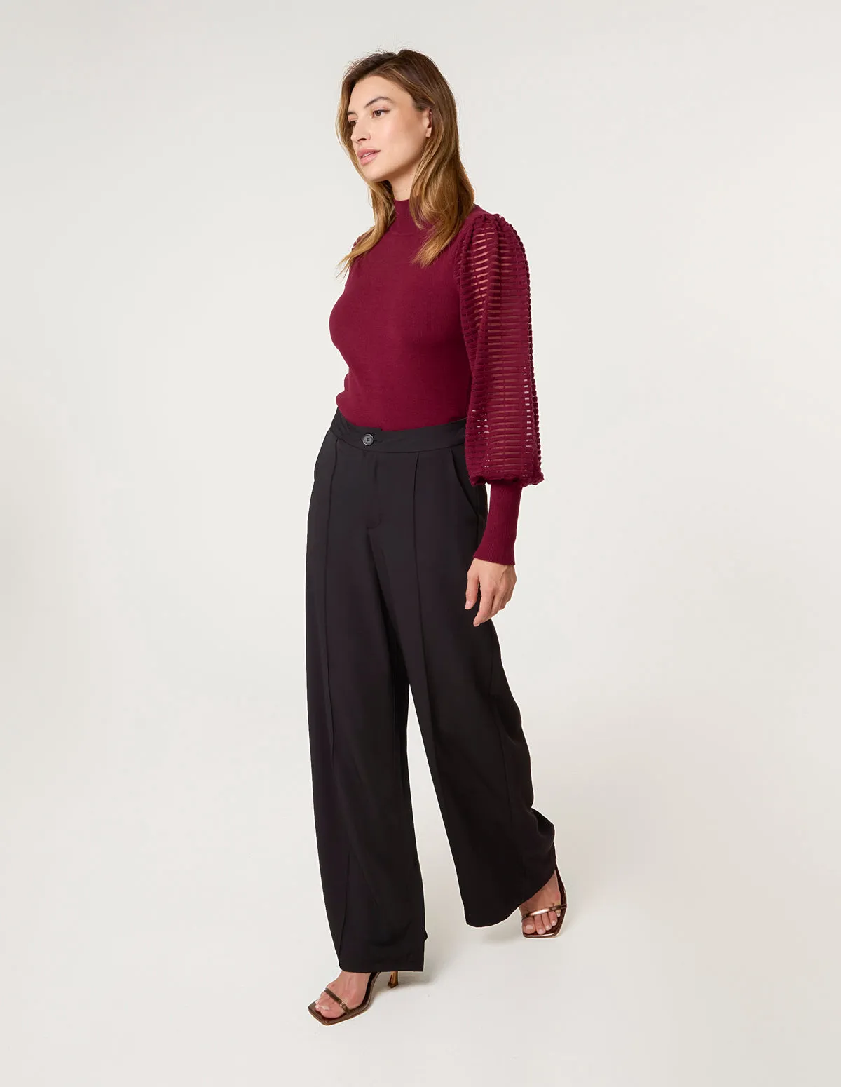 Semi-Sheer Mesh Panel Long Sleeve Jumper sold by Blue Vanilla product image thumbnail 3